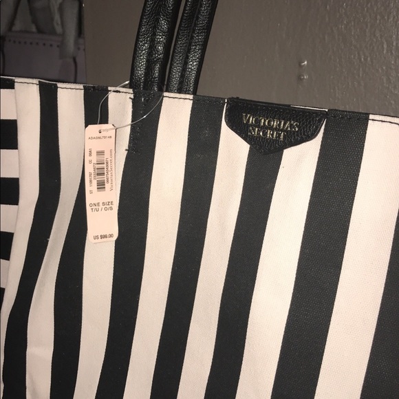 NWT Victoria’s Secret Pink & Black Large Tote - Picture 2 of 5